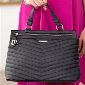 NWT Brand New Rampage Solid Black Quilted Chevron Large Shoulder Bag